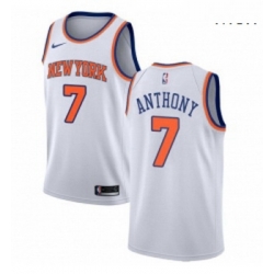 Mens Nike New York Knicks 7 Carmelo Anthony Authentic White NBA Jersey Association Edition