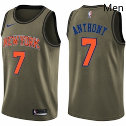 Mens Nike New York Knicks 7 Carmelo Anthony Swingman Green Salute to Service NBA Jersey