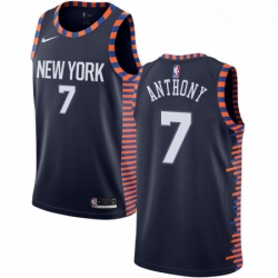Mens Nike New York Knicks 7 Carmelo Anthony Swingman Navy Blue NBA Jersey 2018 19 City Edition