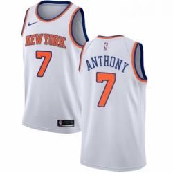Mens Nike New York Knicks 7 Carmelo Anthony Swingman White NBA Jersey Association Edition