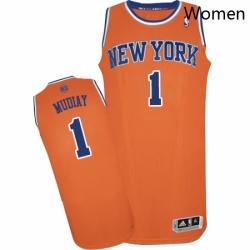Womens Adidas New York Knicks 1 Emmanuel Mudiay Authentic Orange Alternate NBA Jersey 