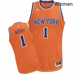Womens Adidas New York Knicks 1 Emmanuel Mudiay Swingman Orange Alternate NBA Jersey 
