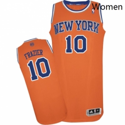 Womens Adidas New York Knicks 10 Walt Frazier Authentic Orange Alternate NBA Jersey