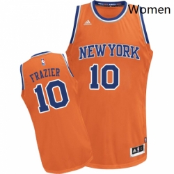 Womens Adidas New York Knicks 10 Walt Frazier Swingman Orange Alternate NBA Jersey