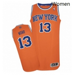 Womens Adidas New York Knicks 13 Joakim Noah Authentic Orange Alternate NBA Jersey
