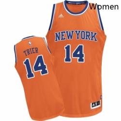 Womens Adidas New York Knicks 14 Allonzo Trier Swingman Orange Alternate NBA Jersey 