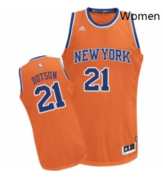 Womens Adidas New York Knicks 21 Damyean Dotson Swingman Orange Alternate NBA Jersey 