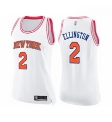 Womens New York Knicks 2 Wayne Ellington Swingman White Pink Fashion Basketball Jersey 
