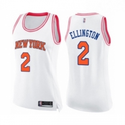 Womens New York Knicks 2 Wayne Ellington Swingman White Pink Fashion Basketball Jersey 