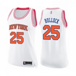 Womens New York Knicks 25 Reggie Bullock Swingman White Pink Fashion Basketball Jersey 