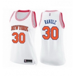 Womens New York Knicks 30 Julius Randle Swingman White Pink Fashion Basketball Jersey 