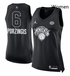 Womens Nike Jordan New York Knicks 6 Kristaps Porzingis Swingman Black 2018 All Star Game NBA Jersey 