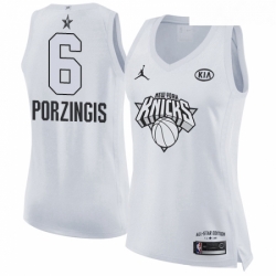 Womens Nike Jordan New York Knicks 6 Kristaps Porzingis Swingman White 2018 All Star Game NBA Jersey 