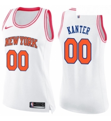 Womens Nike New York Knicks 00 Enes Kanter Swingman WhitePink Fashion NBA Jersey 