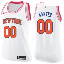 Womens Nike New York Knicks 00 Enes Kanter Swingman WhitePink Fashion NBA Jersey 
