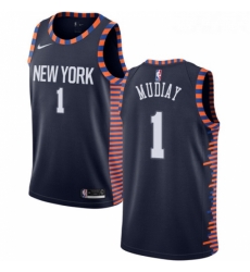 Womens Nike New York Knicks 1 Emmanuel Mudiay Swingman Navy Blue NBA Jersey 2018 19 City Edition 