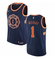Womens Nike New York Knicks 1 Emmanuel Mudiay Swingman Navy Blue NBA Jersey City Edition 