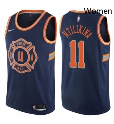 Womens Nike New York Knicks 11 Frank Ntilikina Swingman Navy Blue NBA Jersey City Edition 