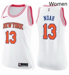 Womens Nike New York Knicks 13 Joakim Noah Swingman WhitePink Fashion NBA Jersey