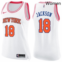 Womens Nike New York Knicks 18 Phil Jackson Swingman WhitePink Fashion NBA Jersey