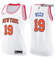 Womens Nike New York Knicks 19 Willis Reed Swingman WhitePink Fashion NBA Jersey