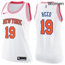 Womens Nike New York Knicks 19 Willis Reed Swingman WhitePink Fashion NBA Jersey