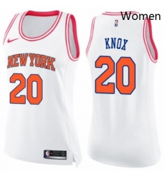 Womens Nike New York Knicks 20 Kevin Knox Swingman WhitePink Fashion NBA Jersey 