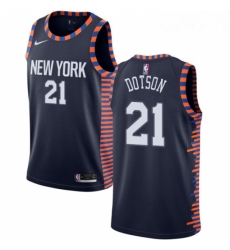 Womens Nike New York Knicks 21 Damyean Dotson Swingman Navy Blue NBA Jersey 2018 19 City Edition 