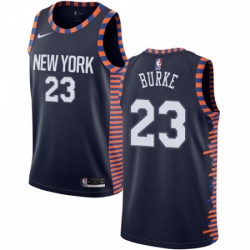 Womens Nike New York Knicks 23 Trey Burke Swingman Navy Blue NBA Jersey 2018 19 City Edition 