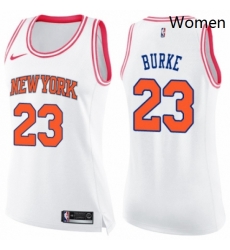 Womens Nike New York Knicks 23 Trey Burke Swingman WhitePink Fashion NBA Jersey 