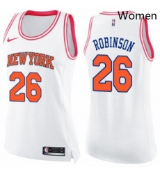 Womens Nike New York Knicks 26 Mitchell Robinson Swingman WhitePink Fashion NBA Jersey 