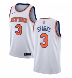 Womens Nike New York Knicks 3 John Starks Authentic White NBA Jersey Association Edition