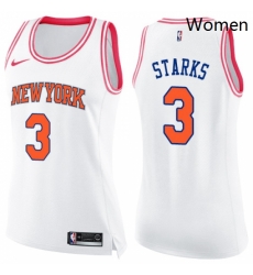 Womens Nike New York Knicks 3 John Starks Swingman WhitePink Fashion NBA Jersey