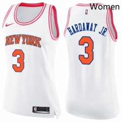 Womens Nike New York Knicks 3 Tim Hardaway Jr Swingman WhitePink Fashion NBA Jersey 
