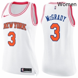Womens Nike New York Knicks 3 Tracy McGrady Swingman WhitePink Fashion NBA Jersey