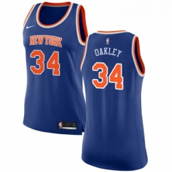 Womens Nike New York Knicks 34 Charles Oakley Authentic Royal Blue NBA Jersey Icon Edition