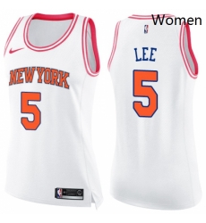 Womens Nike New York Knicks 5 Courtney Lee Swingman WhitePink Fashion NBA Jersey