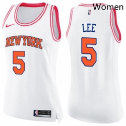 Womens Nike New York Knicks 5 Courtney Lee Swingman WhitePink Fashion NBA Jersey