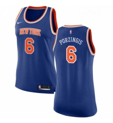 Womens Nike New York Knicks 6 Kristaps Porzingis Authentic Royal Blue NBA Jersey Icon Edition 