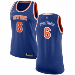 Womens Nike New York Knicks 6 Kristaps Porzingis Authentic Royal Blue NBA Jersey Icon Edition 