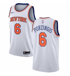 Womens Nike New York Knicks 6 Kristaps Porzingis Authentic White NBA Jersey Association Edition 