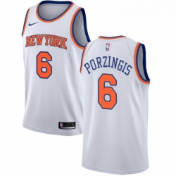 Womens Nike New York Knicks 6 Kristaps Porzingis Swingman White NBA Jersey Association Edition 