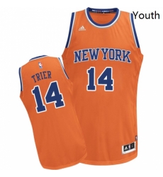 Youth Adidas New York Knicks 14 Allonzo Trier Swingman Orange Alternate NBA Jersey 