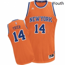 Youth Adidas New York Knicks 14 Allonzo Trier Swingman Orange Alternate NBA Jersey 