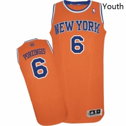 Youth Adidas New York Knicks 6 Kristaps Porzingis Authentic Orange Alternate NBA Jersey 