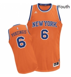 Youth Adidas New York Knicks 6 Kristaps Porzingis Swingman Orange Alternate NBA Jersey 