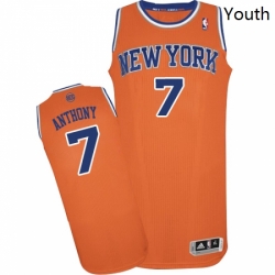 Youth Adidas New York Knicks 7 Carmelo Anthony Authentic Orange Alternate NBA Jersey