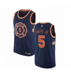 Youth New York Knicks 5 Dennis Smith Jr Swingman Navy Blue Basketball Jersey City Edition 
