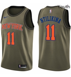 Youth Nike New York Knicks 11 Frank Ntilikina Swingman Green Salute to Service NBA Jersey 