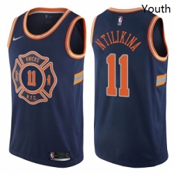 Youth Nike New York Knicks 11 Frank Ntilikina Swingman Navy Blue NBA Jersey City Edition 